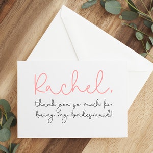 Merci d'avoir été ma demoiselle d'honneur, carte de remerciement, carte de remerciement simple, carte de correspondance personnalisée, carte de remerciement de mariage