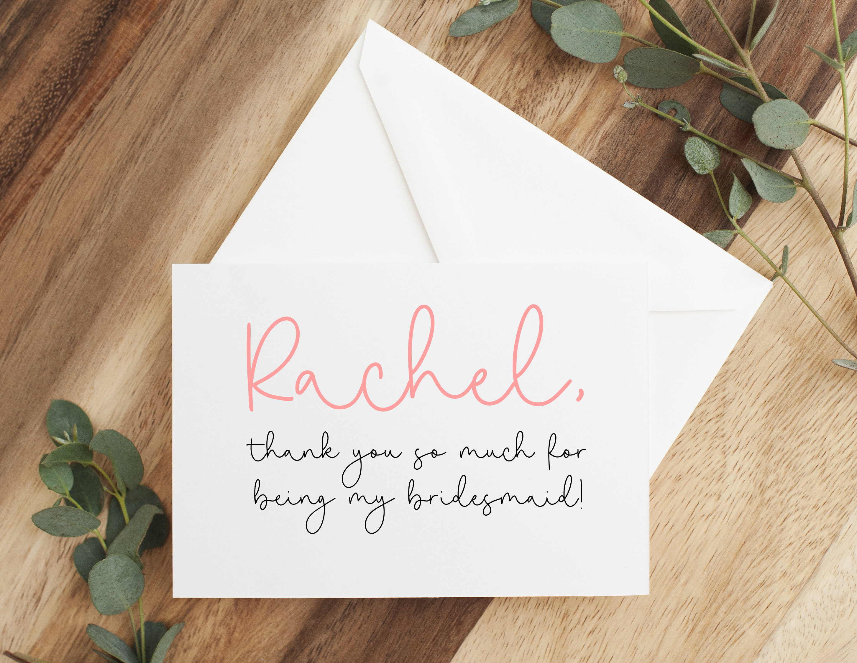 Thank You For Being My Bridesmaid Thank You Card Simple Etsy