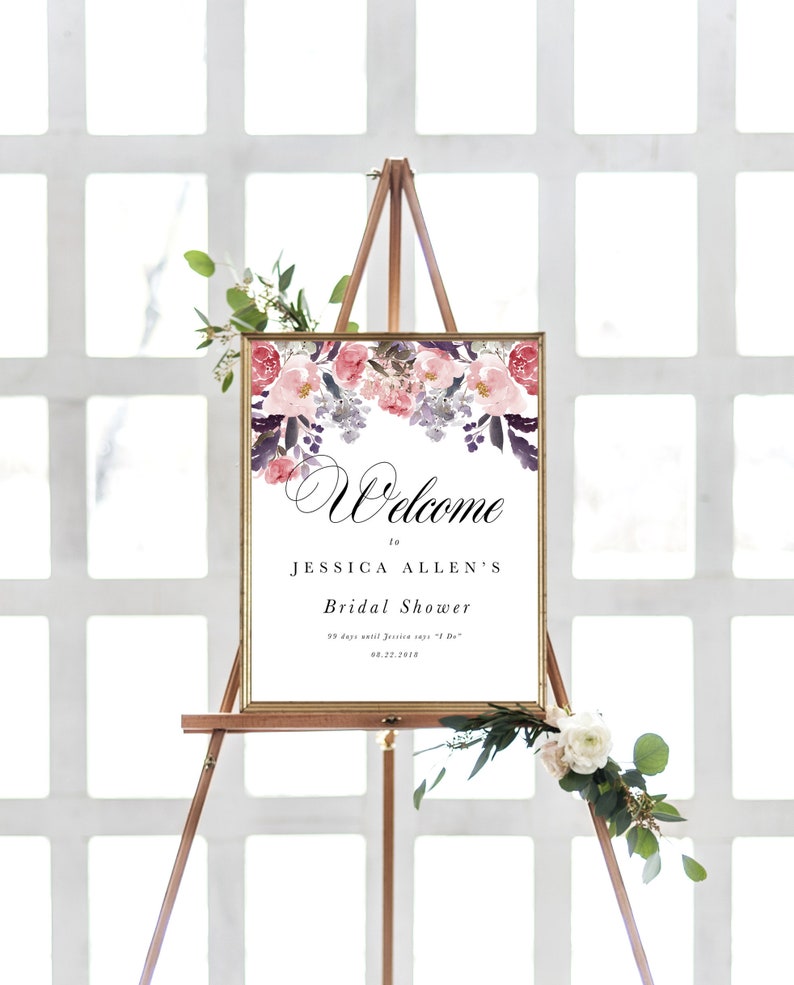 Days until I do Poster Bridal Shower Welcome Sign Floral Welcome Sign Bridal Welcome Poster Shower Sign Welcome Sign