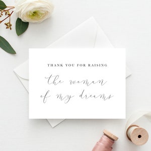 Vielen Dank für die Erhebung der Frau meiner Träume Karte, Mutter der Braut Karte, Hochzeitskarte, Eltern der Braut Karte, an meine Schwiegermutter
