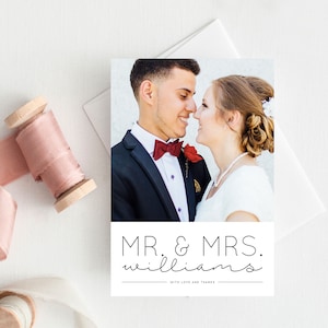 Carte de remerciement photo de mariage, carte de remerciement de mariage, carte postale de remerciement de mariage, photo de remerciement de mariage, remerciement de mariage