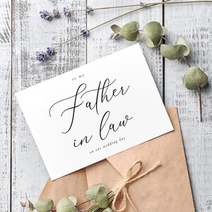 Carte Le jour de mon mariage à mon beau-père, Carte de ma belle-famille, Carte de mariage à mes beaux-parents, A mes parents, Carte de mariage