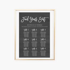 Wedding Seating Chart Template, Chalkboard Seating Chart, Rustic Wedding Seat Assignment, Wedding Seating Chart, Personalized Seating Chart image 2