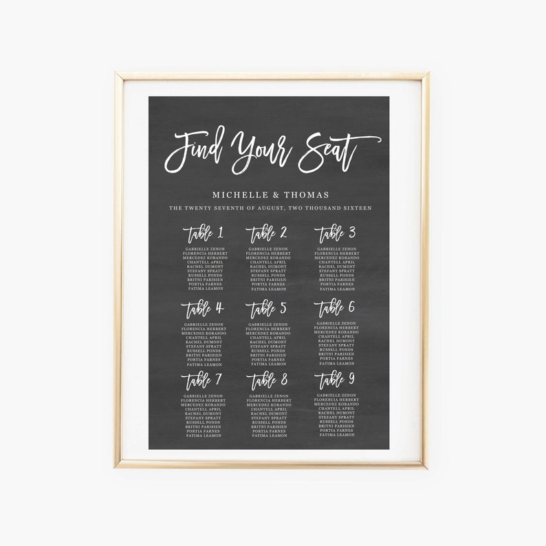 Wedding Seating Chart Template, Chalkboard Seating Chart, Rustic Wedding Seat Assignment, Wedding Seating Chart, Personalized Seating Chart image 2