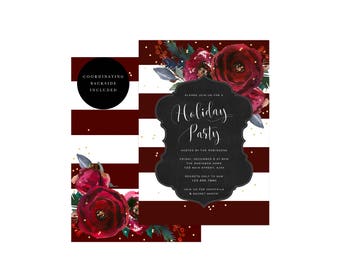 Holiday Party Invitation, Christmas Party Invite, Festive Christmas Invitation, Holiday Party Invite, Personalized Holiday Invites