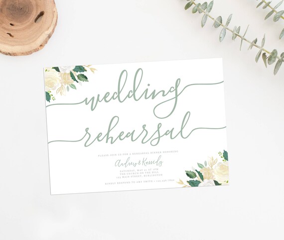 Kwiatowa Próbka Obiad Zaproszenie Wydrukować Zaproszenia Etsy