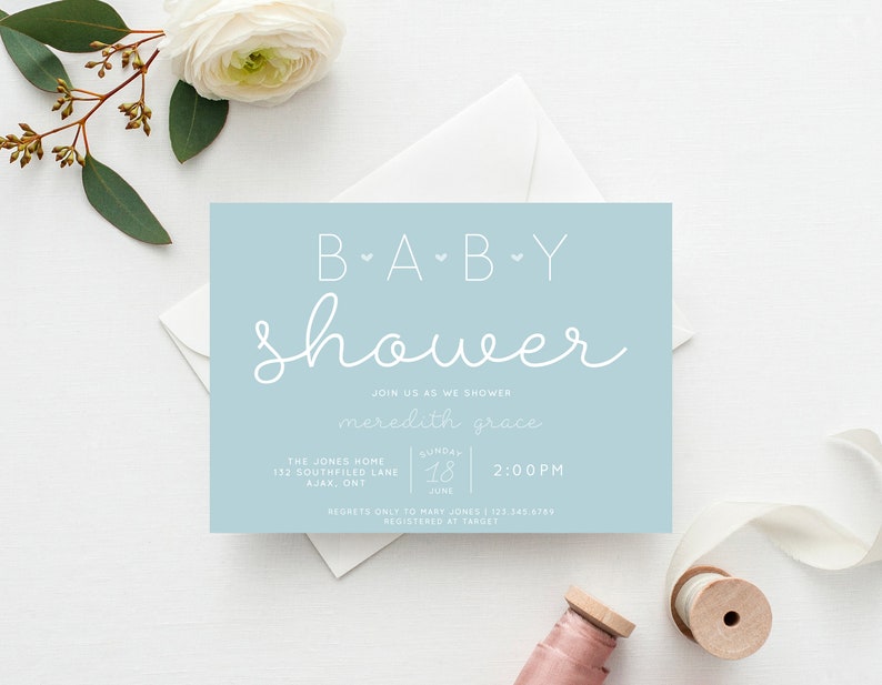 Pastel Simple Baby Shower Invitation, Gender Neutral Baby Shower Invite, Baby Shower Invite, Baby Shower Invitation, Baby Shower Floral image 1