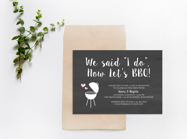 I Do BBQ Invitation, I Do BBQ Wedding Invitation, Casual Wedding Reception Invitation, Elopement BBQ invite, Elopement Reception Invite image 2