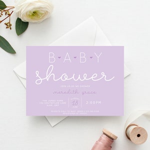 Pastel Simple Baby Shower Invitation, Gender Neutral Baby Shower Invite, Baby Shower Invite, Baby Shower Invitation, Baby Shower Floral image 3