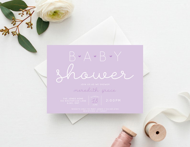 Pastel Simple Baby Shower Invitation, Gender Neutral Baby Shower Invite, Baby Shower Invite, Baby Shower Invitation, Baby Shower Floral image 3