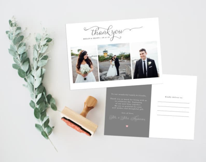 Wedding Thank You Photo Postcard, Printable Photo Thank You Card, Wedding Thank You Card image 2