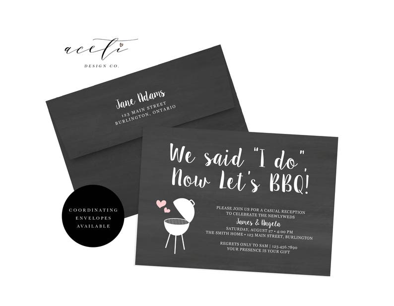 I Do BBQ Invitation, I Do BBQ Wedding Invitation, Casual Wedding Reception Invitation, Elopement BBQ invite, Elopement Reception Invite image 1