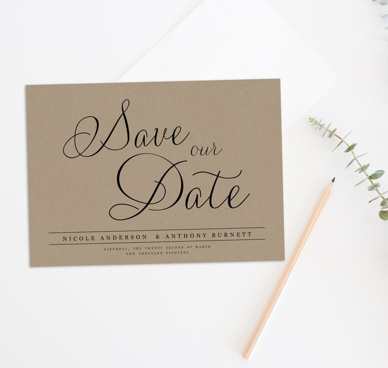 Save the Date Calendar Kraft Paper Save the Date Printable Save the Date Rustic Save the Date Save the Date Postcard