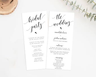 Fancy Script Wedding Program, Printable Ceremony Program, Double Sided Wedding Program, Printable Wedding Program