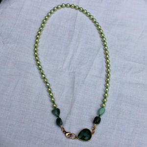 Emerald Necklace, Pearl Necklace, Gold Filled Necklace, Statement Necklace, Gemstone Necklace, Pendant Necklace image 3