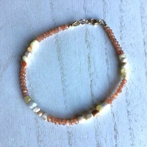 Sunstone and Aragonite Anklet,Gold Anklet,Boho Jewelry,Bohemian Style,Beach Anklet,Tribal Jewelry