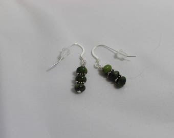 Canadian Jade Sterling Silver Earrings, French Ear wire Earrings, Drop Earrings, Boho Earrings, Bohemian Style Earrings, Gemstone Earrings