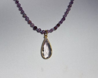 Amethyst Necklace, Gemstone Necklace, Beaded Necklace, February Birthstone Necklace, Pendant Necklace