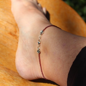 Tanzanite Sterling Silver Anklet: Flower Accent, Boho Style