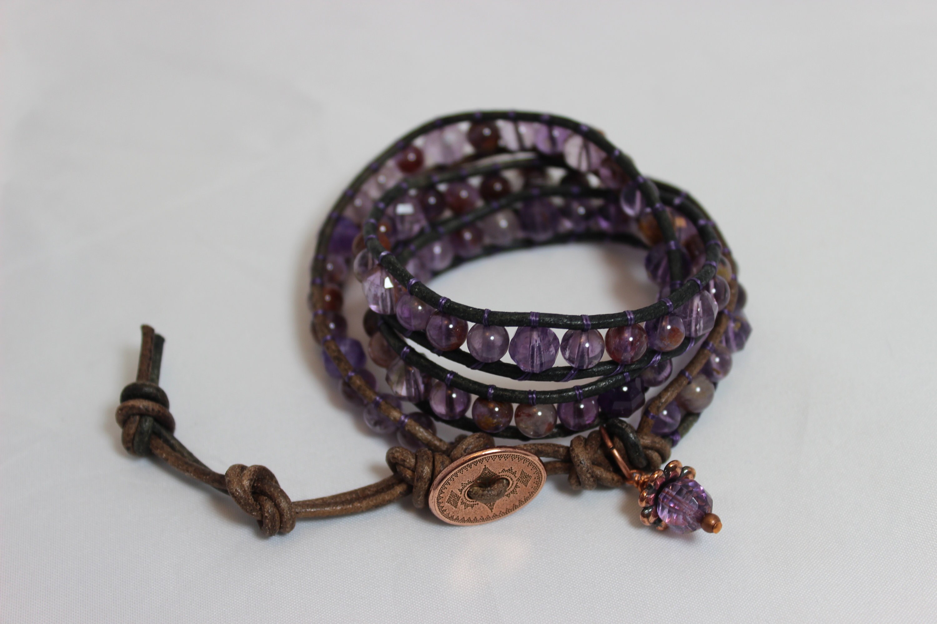 カオナシ風 ブレスレット Phantom Quartz 3x Wrap Leather Bracelet, Boho Bracelet