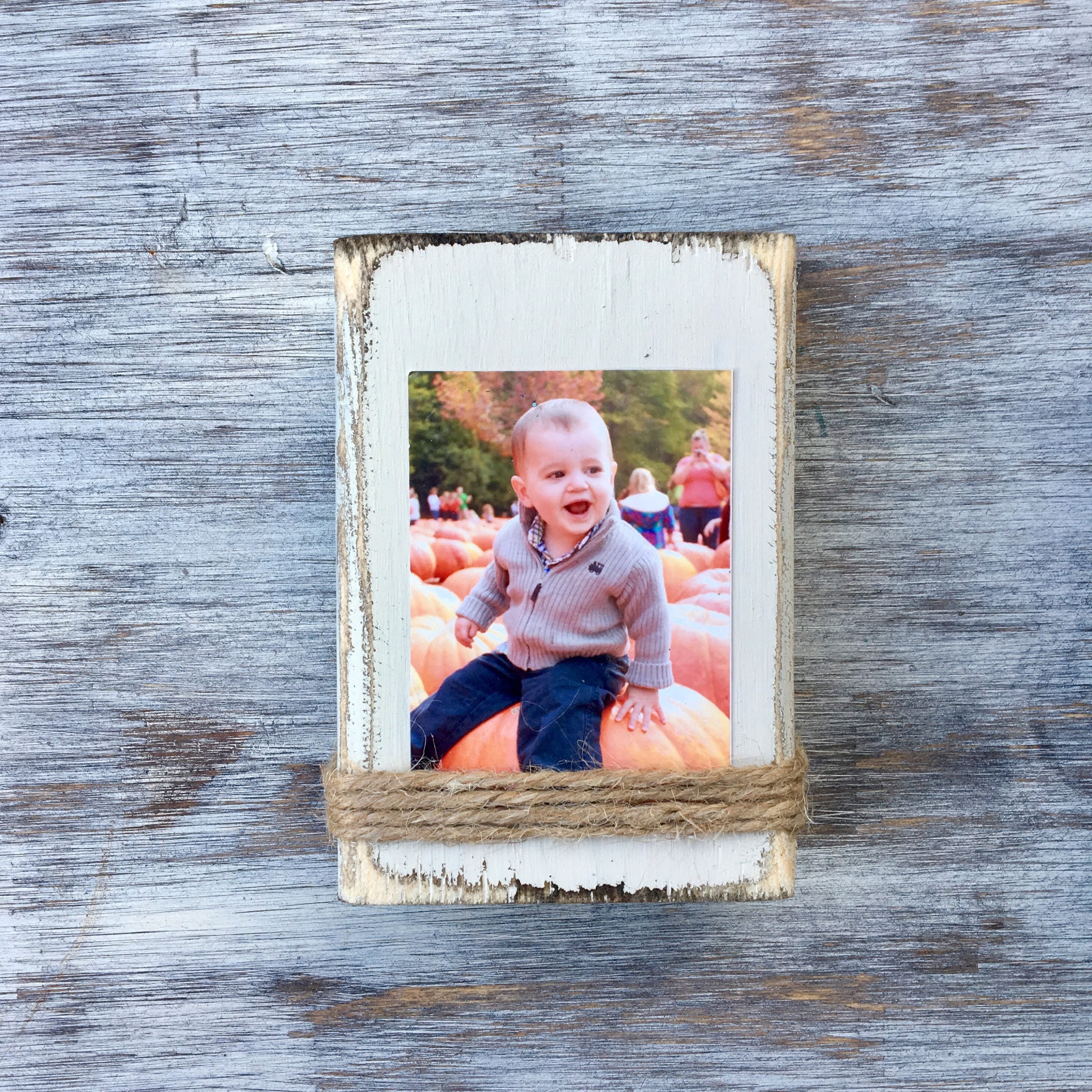 Rustic Frame Vertical Wallet Size Photo Distressed Wood Etsy
