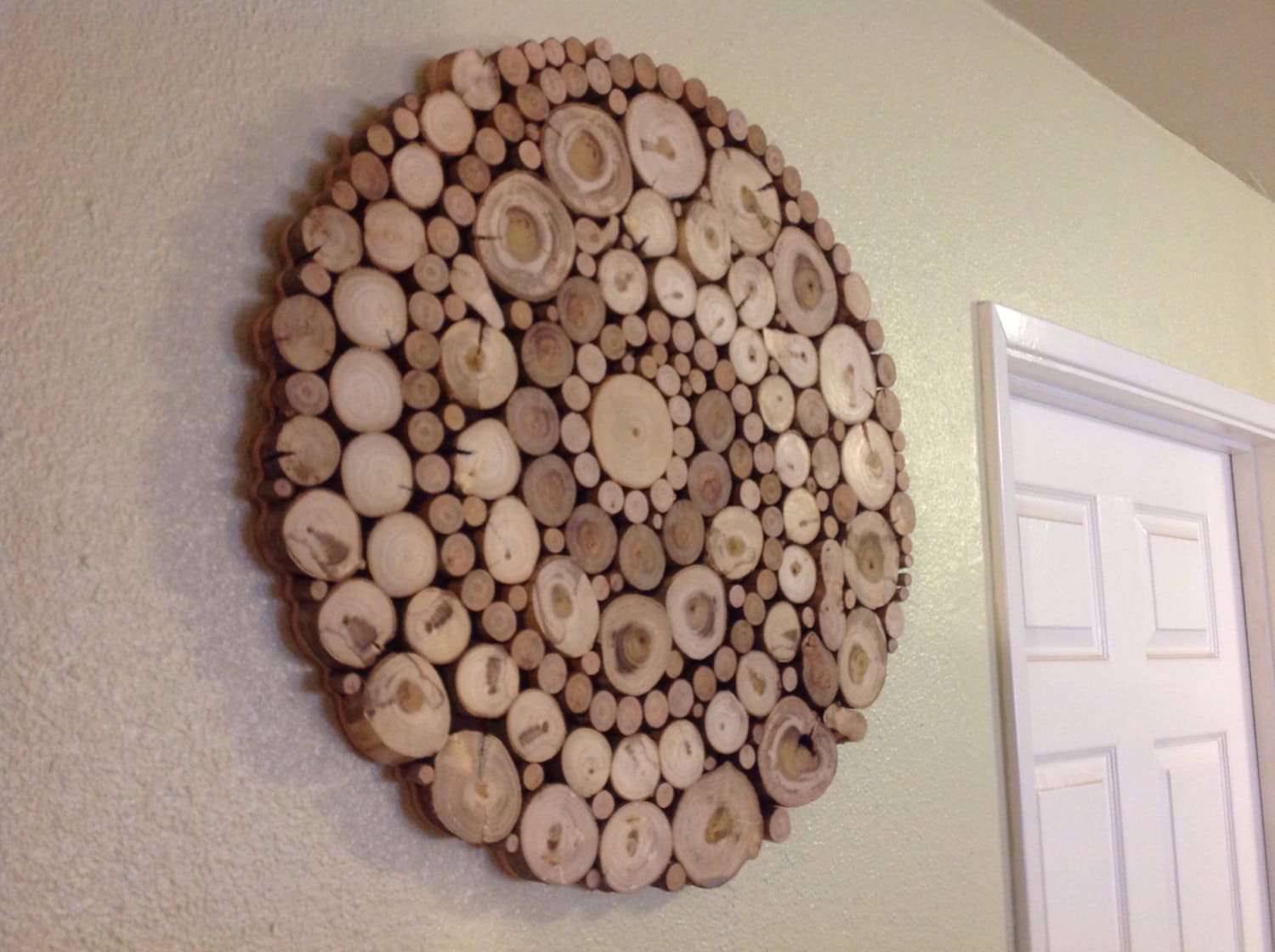Modern Rustic Wood Slice Round Circle Spiral Wall Art | Etsy
