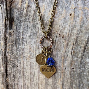 Gift for Mom, Mother’s Day gift, new Mom push present, sapphire necklace, personalized jewelry, initial, September birthstone, new baby gift