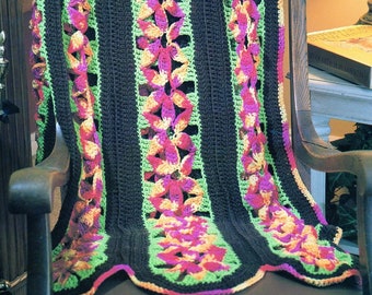 Flower and Leaf Afghan Crochet Pattern  Flower Garden Afghan Crochet Pattern PDF Instant Download