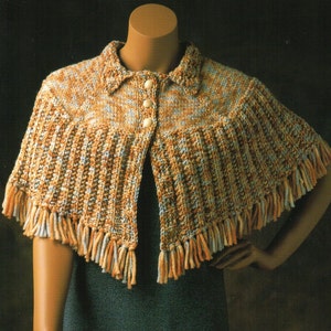 Capelet Poncho Knitting Pattern Fringe Capelet Knitting Pattern PDF Instant Download
