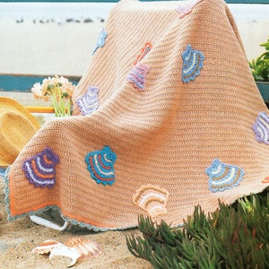 Seashells Beach Afghan Crochet Pattern Shells Ocean Afghan Blanket Crochet Pattern PDF Instant Download