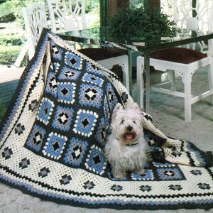 Vintage Granny Squares Afghan Crochet Pattern Fringe Cottage Squares Afghan Afghan Crochet Pattern PDF Instant Download