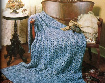 Strickmuster für eine viktorianische Spitzen-Afghanische Decke (offenes Webmuster) – PDF-Sofortdownload