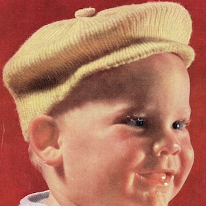 Baby Beret Newsboy Cap Hat Knitting Pattern With Brim Child Brimmed Hat Flat Cap Knitting Pattern PDF Instant Download