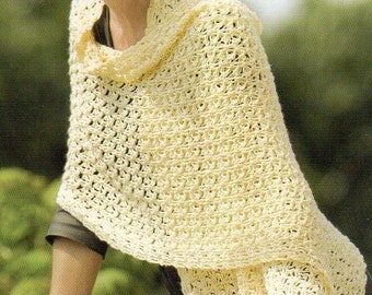 Wraparound Shawl Crochet Pattern  Vintage Wrap Cape Crochet Pattern PDF Instant Download