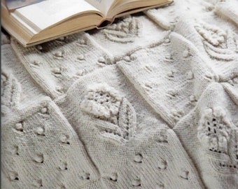 Flower Squares Afghan Knitting Pattern  Vintage Squares Afghan Blanket Knitting Pattern PDF Instant Download