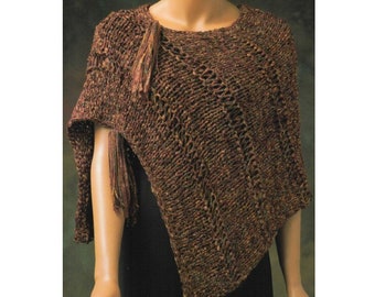 Asymmetrical Cape Poncho Knitting Pattern  Poncho Cape Knitting Pattern PDF Instant Download