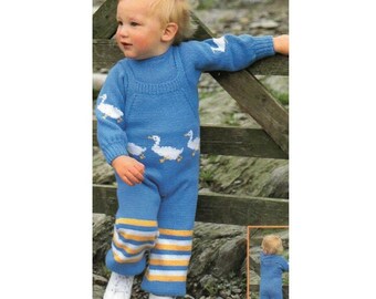 Jemima Puddle Duck Overalls Strickmuster, Enten-Overall und Pullover Strickmuster PDF Sofort-Download