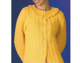 Peplum Collar Sweater Crochet Pattern  Cardigan Sweater Crochet Pattern PDF Instant Download