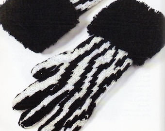 Zebra Gloves Knitting Pattern Long Gloves Knitting Pattern PDF Instant Download