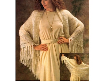 Modello per lavorare a maglia con scialle a triangolo Modello per lavorare a maglia con scialle con frange lunghe PDF Download digitale istantaneo