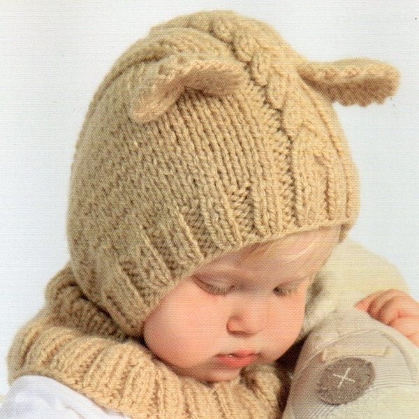 Bear Hat and Mittens Knitting Pattern Bear Coverall Hat Gloves Knitting Pattern  PDF Instant Download