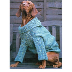 Ribbed Dog Sweater Coat with Sleeves Knitting Pattern  Medium Through XXL PDF Instant Download