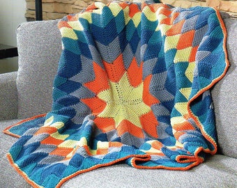 Starburst Afghan Tunisian Crochet Pattern  Diamonds Afghan Tunisian Entrelac Crochet Pattern PDF Instant Download