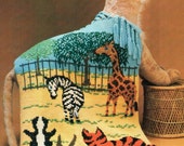 Zoo Animals Fringe Afghan Crochet Pattern Cross Stitch Embroider Tiger Giraffe Zebra Rabbit Blanket Crochet Pattern PDF Instant Download