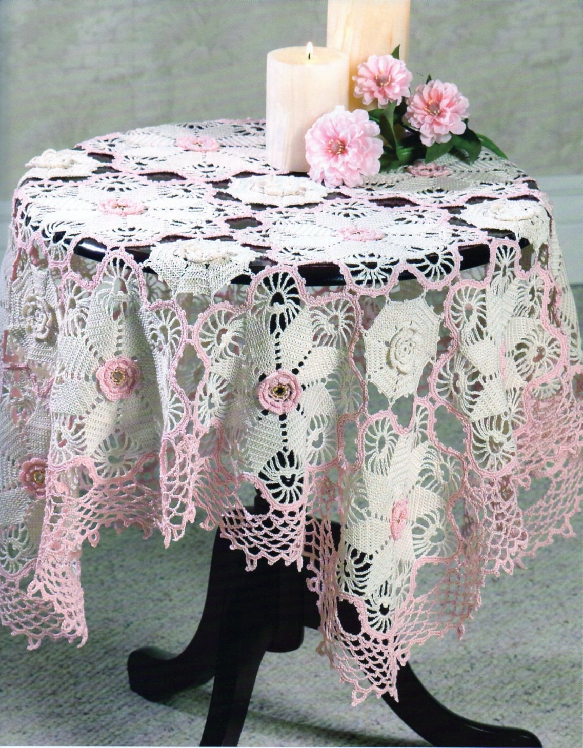 Flower Tablecloth Crochet Pattern Flower Motif Tablecloth Table Cover Crochet Pattern PDF