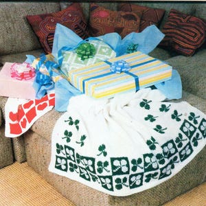 Clovers and Shamrocks Afghan Knitting Pattern  Shamrock Clover Afghan Knitting Pattern PDF Instant Download