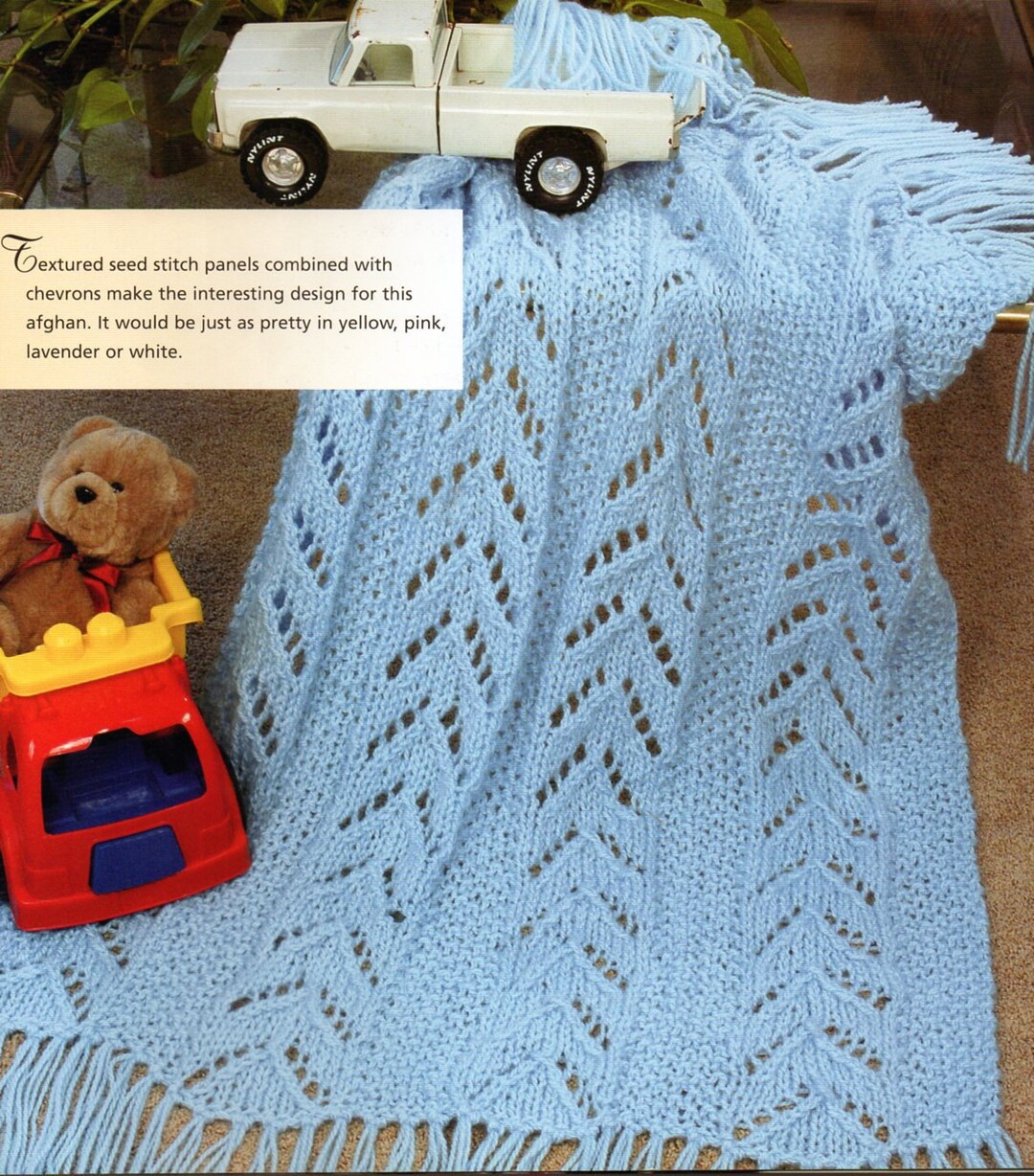 Lace Fringe Afghan Knitting Pattern Vintage Afghan Knitting Etsy