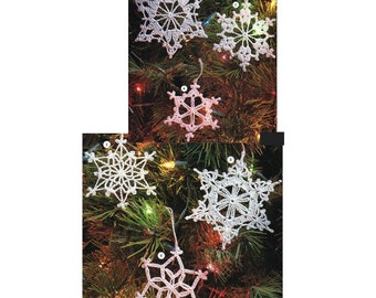 6 patrones de ganchillo para adornos navideños de copos de nieve para el árbol. Patrón de ganchillo navideño de copos de nieve en PDF para descarga instantánea.