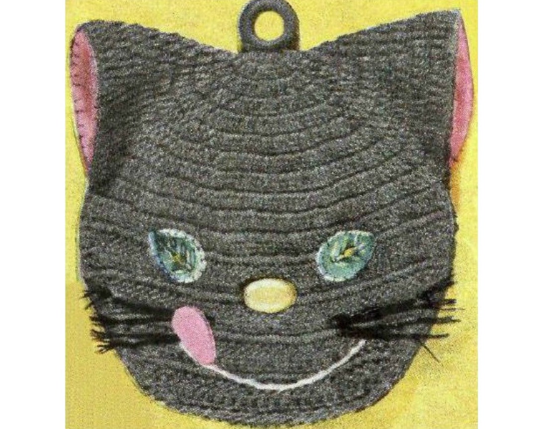 Kitty Cat Potholder Crochet Pattern Feline Cat Potholder Trivet Crochet ...