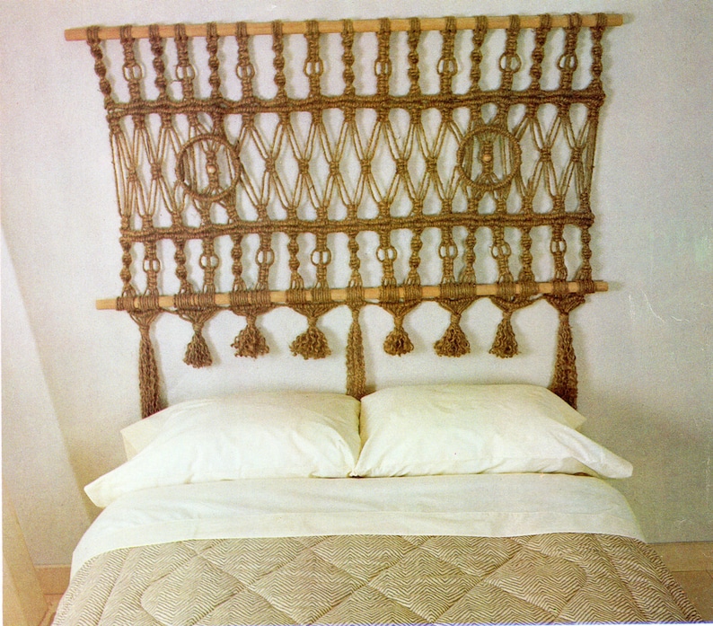 Macrame Headboard For Bed Pattern Vintage Jute Image 0